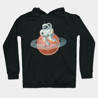 Astronaut on scooter around Saturn. Hoodie